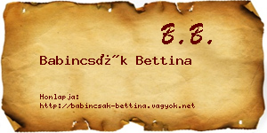 Babincsák Bettina névjegykártya